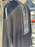 Вишиванка чорна домоткане полотно ручна робота довгий рукав розмір 50, фото 8
