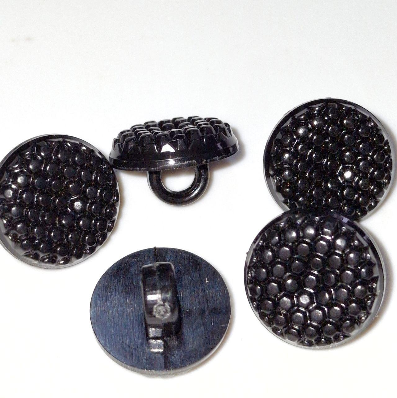 Гудзик глянцевий фігурний на ніжці чорний12мм, фото 1