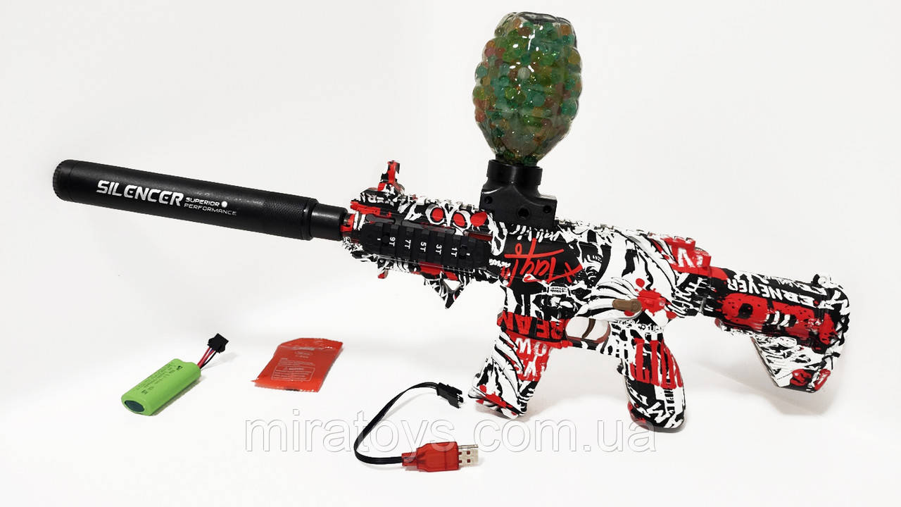 Дитячий автомат на орбізах Silencer Red з глушником, що світиться, акумулятор 7.4V