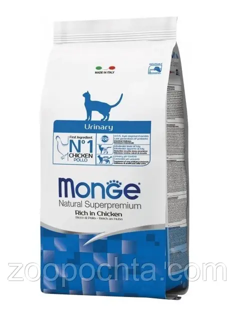 Сухий корм Monge Cat Urinary для дорослих котів для профілактики сечокам'яної хвороби, курка 10КГ