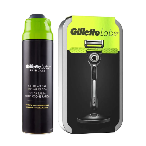 Комплект Gillette: Бритва Labs with Exfoliating Bar + 2 касети + кейс + гель для гоління 198 мл