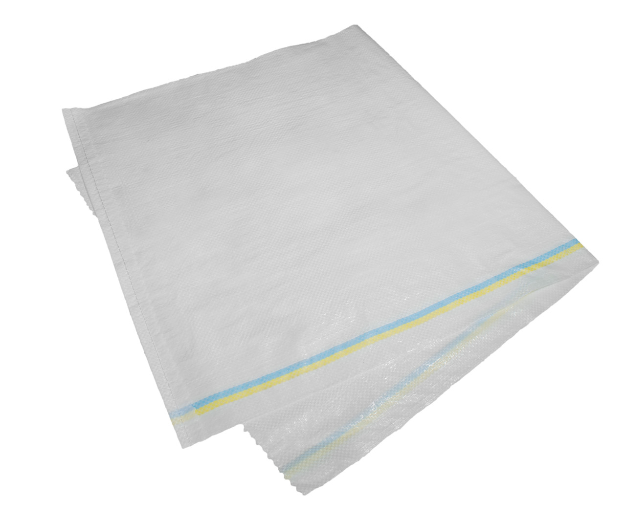 Мішок  100см*55см поліпропиленовий білий (з жовто- блакитною смугою), фото 1