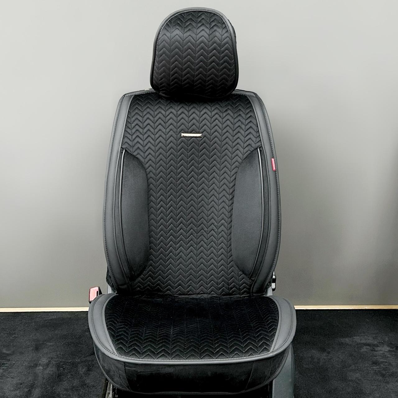 Авточохли на передній ряд CarFashion, модель SHEVRON, чорний, фото 1