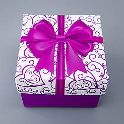 Подарункова коробка з вкладишем, Фіолетовий бантик