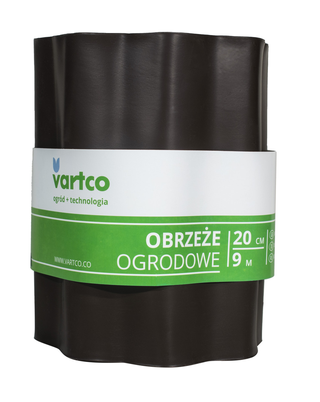 Бордюрна стрічка 20 см 9 метрів коричнева VARTCO (Польща) пластикова, фото 1