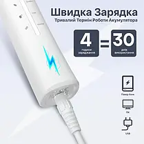 Зубна звукова щітка електрична 40 000 об/хв 5 режимів чищення з 8 насадками Seago SG-958 біла, фото 4