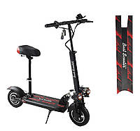 Електросамокат із сидінням 800 ват колеса 10 дюймів із дисковими гальмами Best Scooter Чорний з червоним