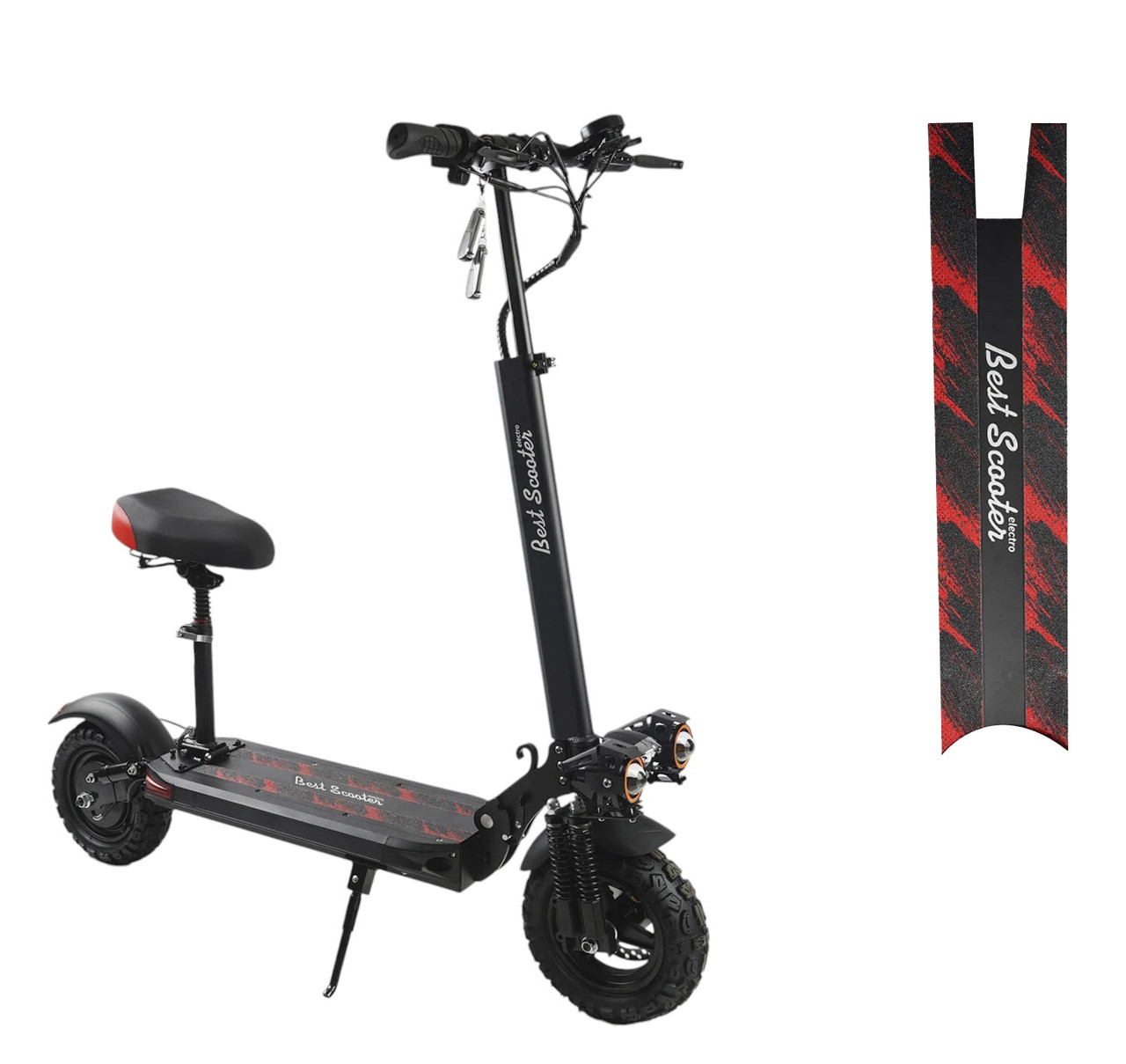 Електросамокат із сидінням 1200 ват колеса 11 дюймів зріст 165-195 см Best Scooter Чорний з червоним - фото 1 - id-p2542729120
