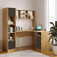 Кутовий письмовий стіл Teenager корпус Дуб Тахо/ фасад Графіт ТМ Viorina-Deko