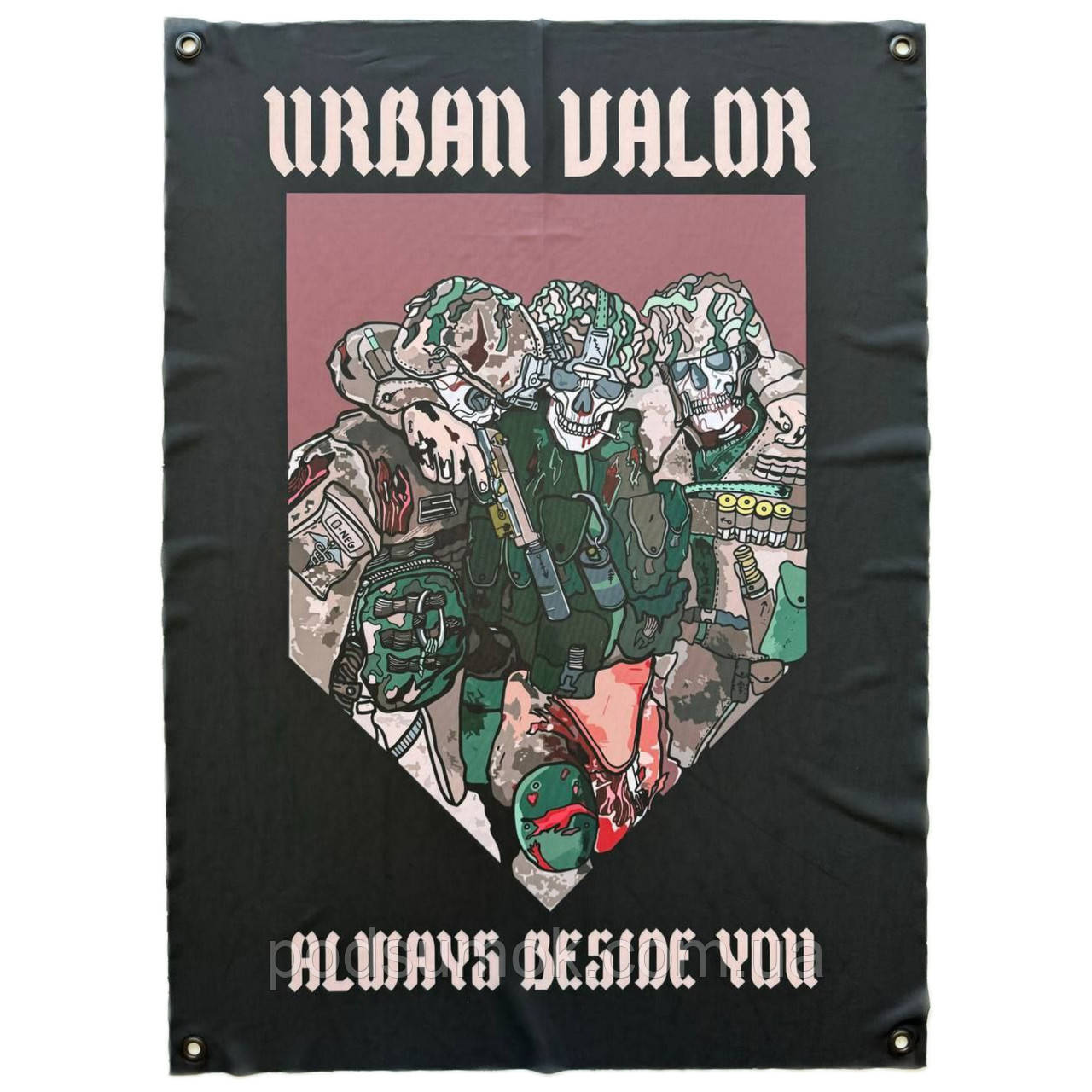 Банер прапор військовий URBAN VALOR ALWAYS BESIDE YOU 70х100 см настінний односторонній з люверсами