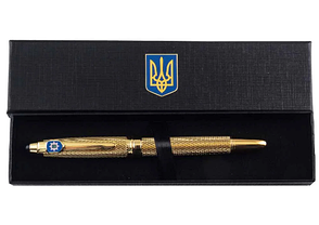 Ручка кулькова TENSO з ювелірною емблемою "Національна поліція України" у подарунковому футлярі