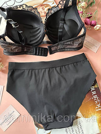 80D Мереживний комплект жіночої білизни чорно-бежевий, фото 2