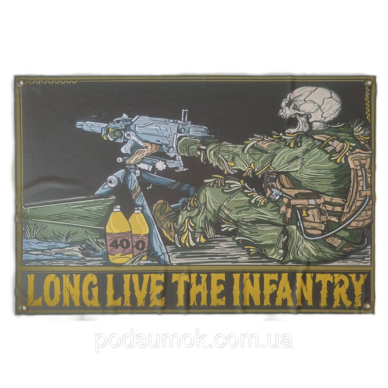 Банер прапор військовий LONG LIVE THE INFANTRY 70х100 см настінний односторонній з люверсами