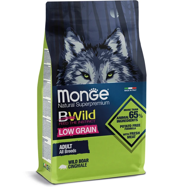 Monge Dog BWILD LOW GRAIN All breeds Adult сухий корм для собак усіх порід, дикий кабан 15КГ, фото 1