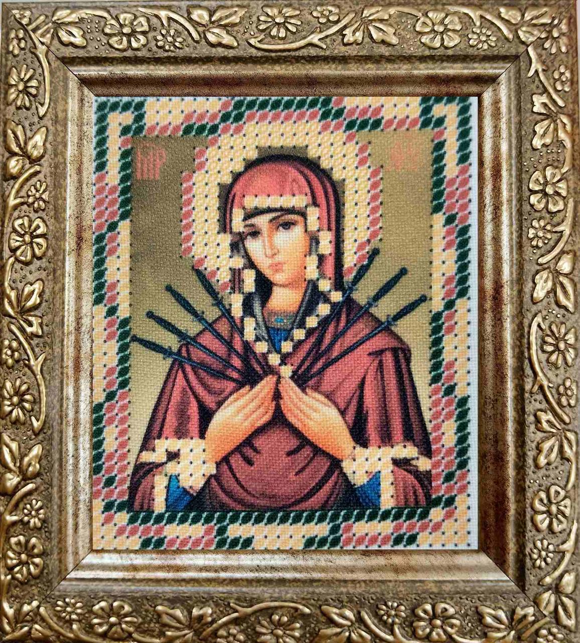 Набір для вишивання бісером ArtWork ікона Семистрільна ікона Божої Матері НВТ 7004 6х7см з рамкою в комплекті