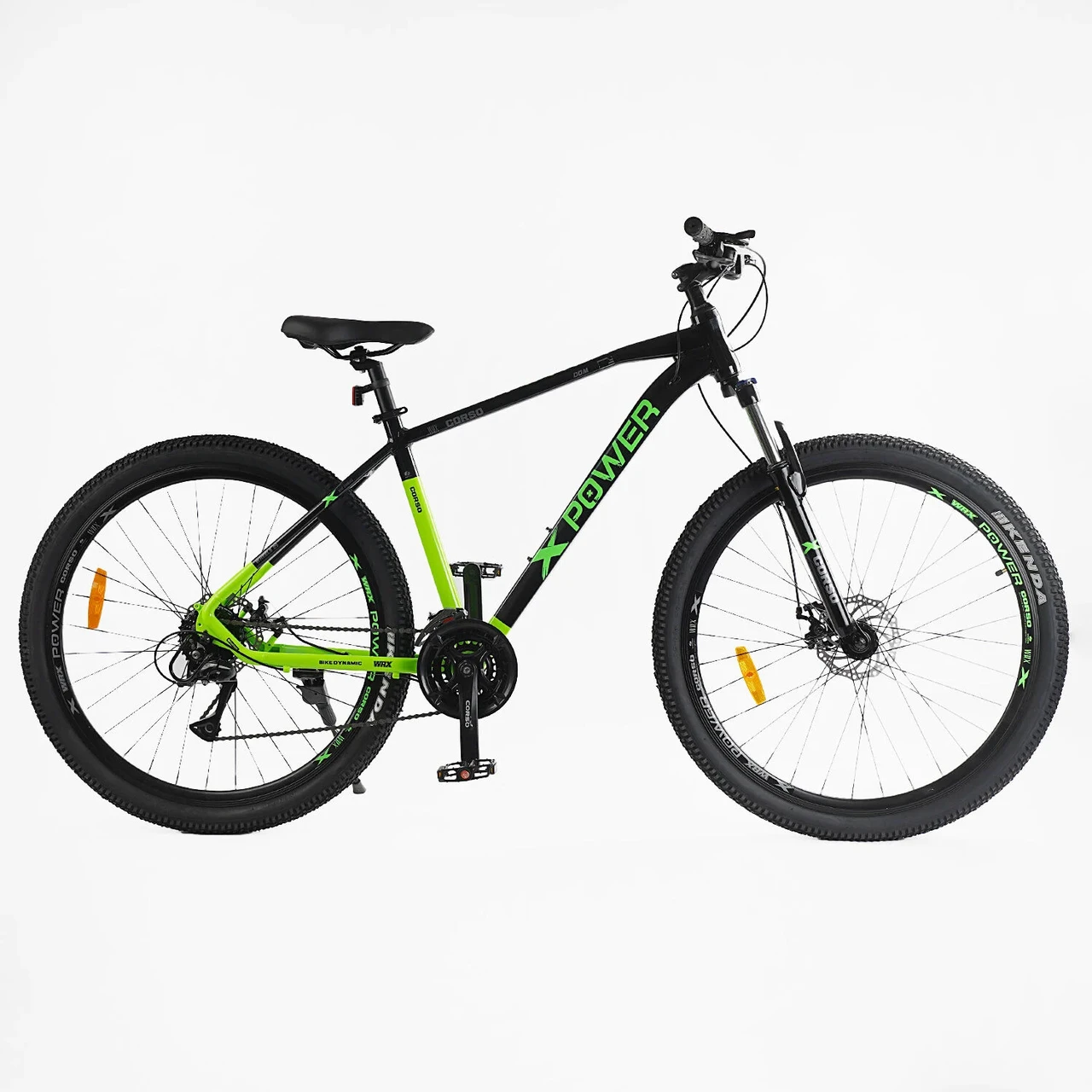 Велосипед спортивний гірський 29" Corso X-POWER PW-65113 чорно-зелений на зріст 172-180 см