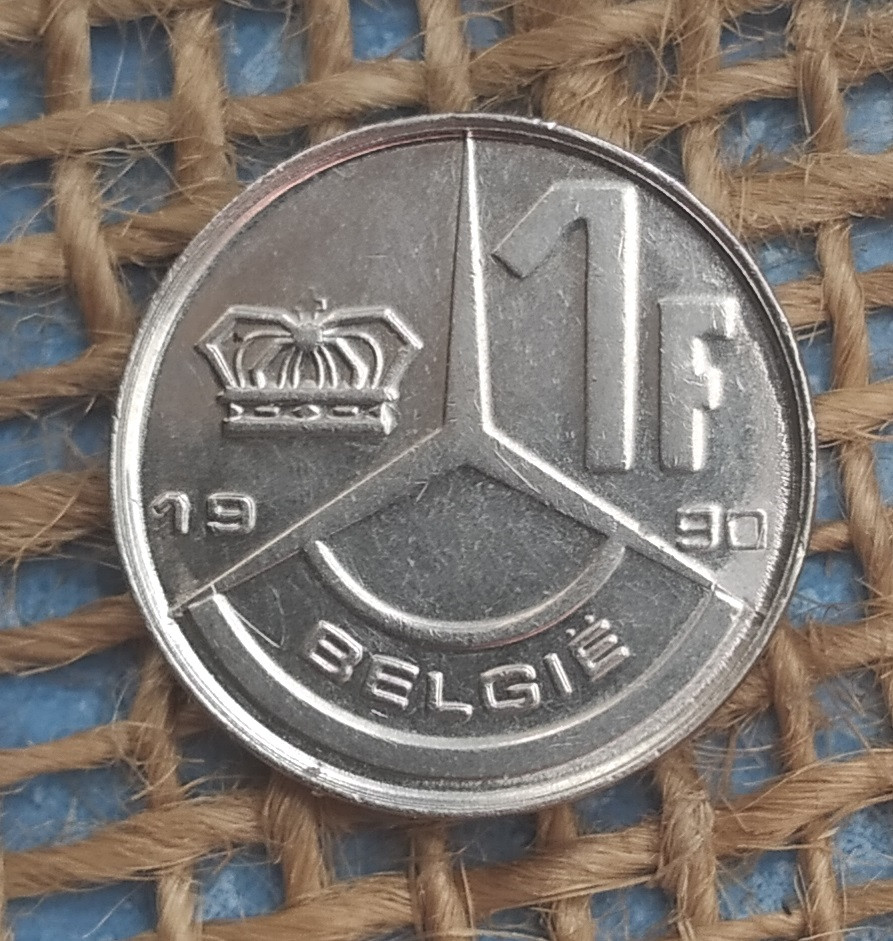 1 франк 1990 року. Бельгiя