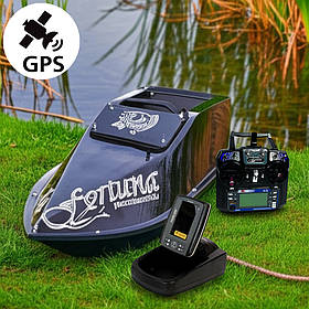 Прикормовий кораблик Фортуна 45000 mAh, GPS (Cortex 6+1), Ехолот Toslon TF520 Чорний