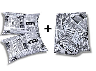 Комплект Простирадло на резинці двоспальне + дві наволочки 50х70см. Бязь