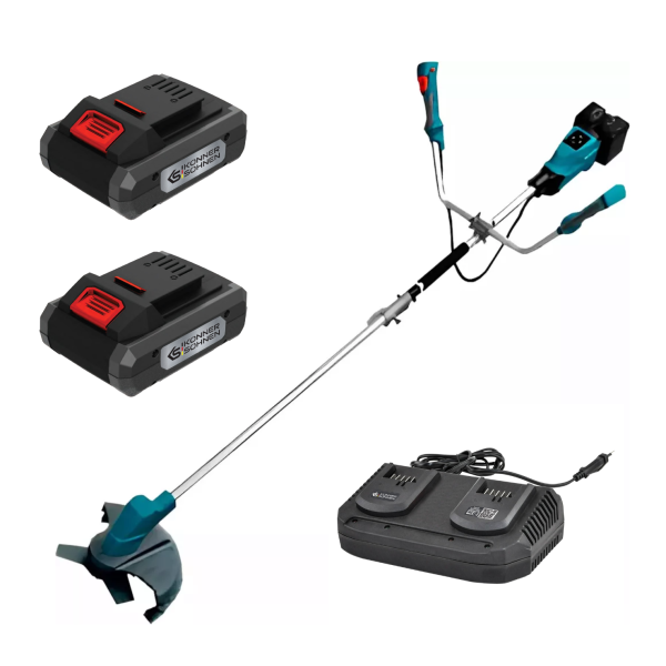 Тример садовий акумуляторний Konner&Sohnen KS BCT-40V set (20 В, 4 А*год, 2×3.5 А, 255-300 мм), фото 1