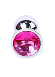 Металева срібляста анальна пробка з кристалом Jewellery Silver Plug Pink, фото 2