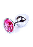 Металева срібляста анальна пробка з кристалом Jewellery Silver Plug Pink, фото 7