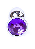 Металева срібляста анальна пробка з кристалом Jewellery Silver Plug Purple, фото 2