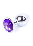Металева срібляста анальна пробка з кристалом Jewellery Silver Plug Purple, фото 7