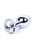 Металева срібляста анальна пробка з кристалом Jewellery Silver Plug Clear, фото 7