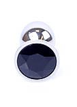 Металева срібляста анальна пробка з кристалом Jewellery Silver Plug Black, фото 2