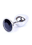 Металева срібляста анальна пробка з кристалом Jewellery Silver Plug Black, фото 7