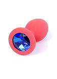 Силіконова анальна пробка червоного кольору з кристалом Red Silicone Plug Small Blue Diamond, фото 2