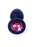 Силіконова анальна пробка чорного кольору з кристалом Black Silicone Plug Small Pink Diamond, фото 3