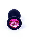 Силіконова анальна пробка чорного кольору з кристалом Black Silicone Plug Medium Pink Diamond, фото 2