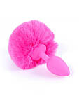 Силіконова анальна пробка рожевого кольору з хвостиком кролика Pink Silicone Plug Bunny Tail Pink, фото 3