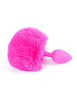Силіконова анальна пробка рожевого кольору з хвостиком кролика Pink Silicone Plug Bunny Tail Pink, фото 5