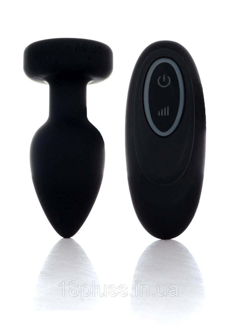 Силіконова анальна пробка чорного кольору з підсвіткою в стилі диско Black Silicone Plug Disco Flashlight, фото 1