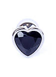 Металева срібляста анальна пробка зі стразом у формі серця Jewellery Silver Heart Plug Black, фото 2