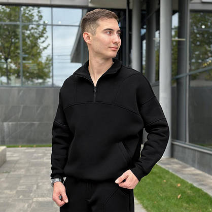Костюм Pobedov Grand ЗИМА чорний вільного крою для чоловіків комфортний стильний для повсякденного використання, фото 3