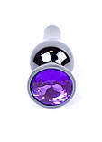 Металева темно-срібляста анальна пробка з кристалом Jewellery Dark Silver Plug Purple, фото 2