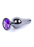 Металева темно-срібляста анальна пробка з кристалом Jewellery Dark Silver Plug Purple, фото 8