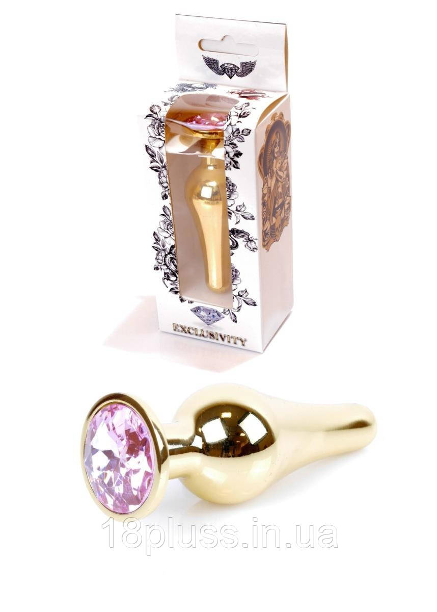 Металева золотиста анальна пробка з кристалом Jewellery Gold Plug Rose, фото 1