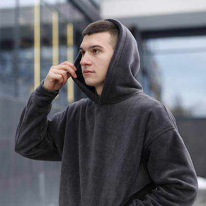 Костюм Pobedov Mariot темно-сірий флісовий для осені з капюшоном та кишенями для комфортного носіння, фото 6
