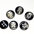 Гудзик з блиском золотисто-чорний прошивний12мм