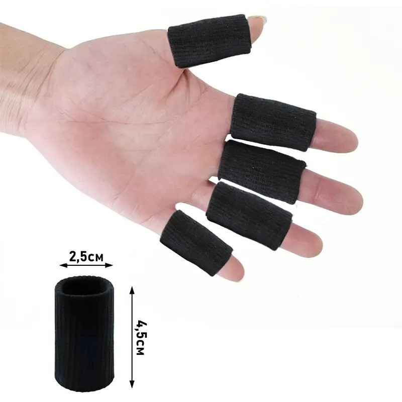 Напальчники 5шт для волейболу, баскетболу, гандболу, компрессійні чорні., фото 1