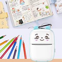 Портативний міні принтер з Bluetooth + 1 рулон паперу, Блакитний