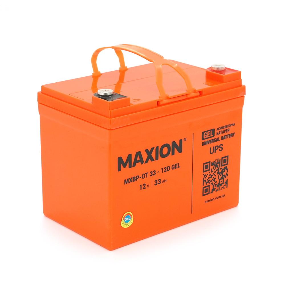 Акумуляторна батарея GEL MAXION BP OT 12V 33Ah (195 х 130 х 153), 10.35kg (+ з права), фото 1