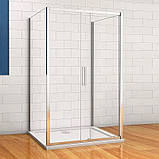 Душова кабіна розсувна DUSEL A-517 140х80х195 см пристінна профіль хром прозоре скло 6мм, фото 4