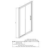 Душова кабіна розсувна DUSEL A-517 100х100х195 см пристінна профіль хром прозоре скло 6мм, фото 6