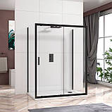 Душова кабіна розсувна DUSEL A-517 B 120х80х195 см пристінна чорний профіль, прозоре скло 6мм, фото 2
